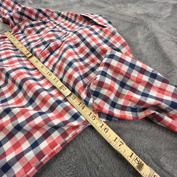 J Crew Shirt Boys Small 6/7 Long Sleeve Button Up Gingham Plaid Red White Blue - Picture 6 of 8
